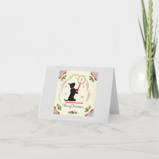 ビンテージクリスマススコッティドッグ（ろうそく付） カード (正面)