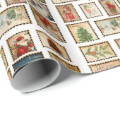 ビンテージクリスマススタンプのコラージュ ラッピングペーパー (ロールコーナー)