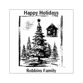 ビンテージクリスマススタンプ松の木の編集可能 ラバースタンプ (インプリント)