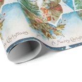 ビンテージクリスマススノーサンタ ラッピングペーパー (ロールコーナー)