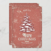 ビンテージクリスマススノーパインツリーホリデーカード シーズンカード (正面/裏面)