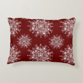 ビンテージクリスマススノーフレーク レッドブリザードパターン アクセントクッション (裏面)