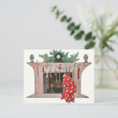 ビンテージクリスマスソックスとギフトホリデーカード シーズンポストカード (スタンド正面)