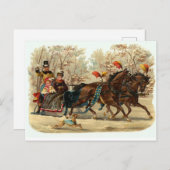 ビンテージクリスマスソレ乗り雪 ポストカード (正面/裏面)