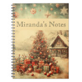 ビンテージクリスマスツパーソナライズされたリー ノートブック (正面)