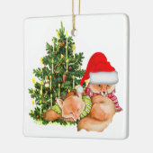 ビンテージクリスマスツリーとキツネホリデイ セラミックオーナメント (左)