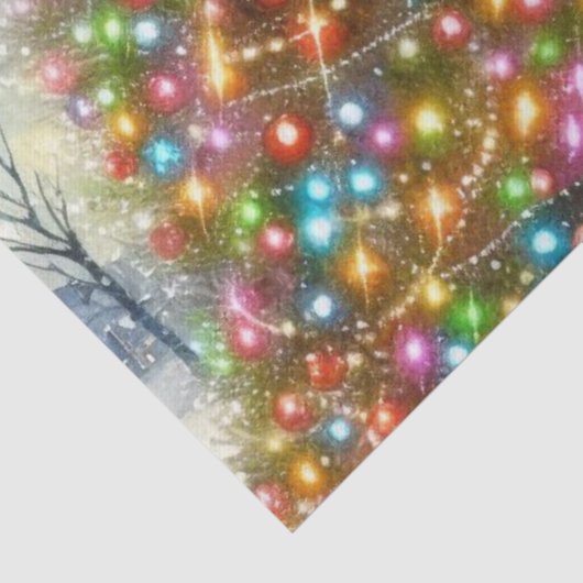 ビンテージクリスマスツリーとサンタクロースの休日 薄葉紙 (詳細)