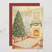 ビンテージクリスマスツリーのクリスマスカード シーズンカード (正面/裏面)