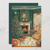 ビンテージクリスマスツリーのクリスマスカード シーズンカード (正面/裏面)