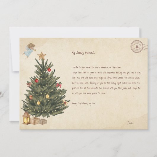 ビンテージクリスマスツリーのグリーティングカード シーズンカード (正面)