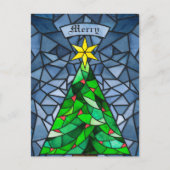 ビンテージクリスマスツリーのステンドグラス シーズンポストカード (正面)