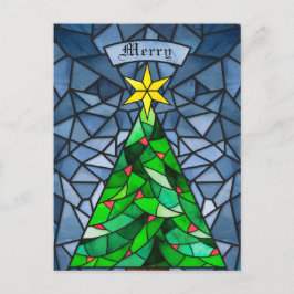 ビンテージクリスマスツリーのステンドグラス シーズンポストカード