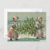 ビンテージクリスマスツリーの切断 シーズンポストカード (正面/裏面)