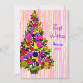 ビンテージクリスマスツリーの新年の挨拶 シーズンカード (正面)