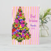 ビンテージクリスマスツリーの新年の挨拶 シーズンカード (スタンド正面)