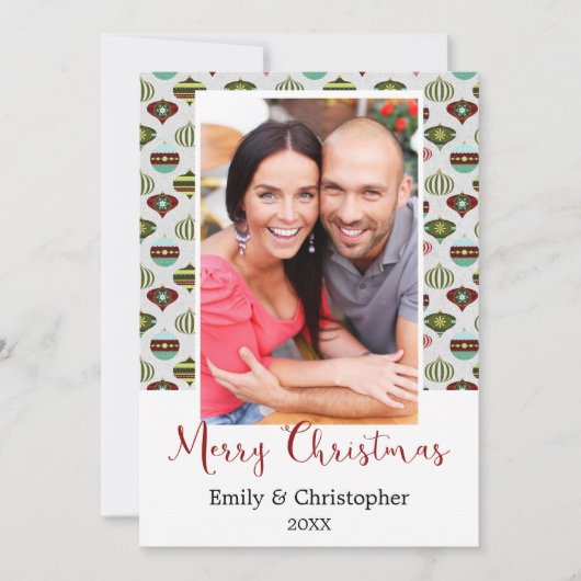 ビンテージクリスマスツリーオーナメントの写真カード シーズンカード (正面)