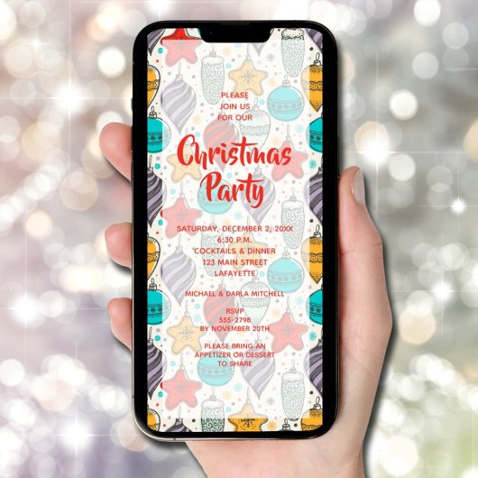 ビンテージクリスマスツリーオーナメントパーティー 招待状