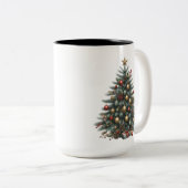 ビンテージクリスマスツリーオールドファッションドスタイルデザイン ツートーンマグカップ (正面右)