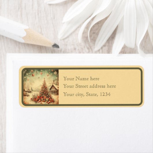 ビンテージクリスマスツリーカスタマイズの戻りラベル ラベル (インサイチュ)