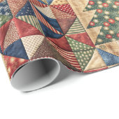 ビンテージクリスマスツリーキルトパターン ラッピングペーパー (ロールコーナー)