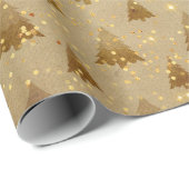 ビンテージクリスマスツリーゴールデン紙吹雪 ラッピングペーパー (ロールコーナー)