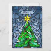 ビンテージクリスマスツリーステンドグラスのホリデーカード シーズンカード (正面)