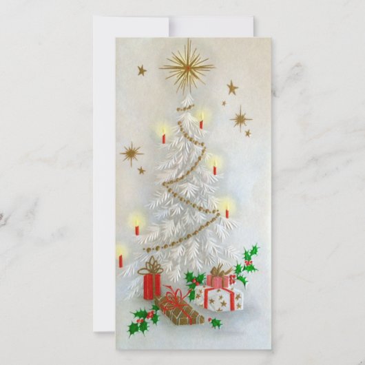 ビンテージクリスマスツリーズとプレゼントホリデーカード シーズンカード (正面)
