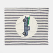 ビンテージクリスマスツリートラックミディアムフリースブランケット フリースブランケット (正面(横))