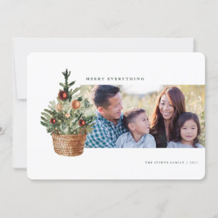 ビンテージクリスマスツリーフォトホリデーカード 招待状