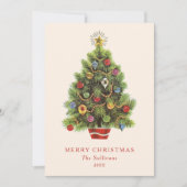 ビンテージクリスマスツリーフラットホリデーカード シーズンカード (正面)