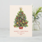 ビンテージクリスマスツリーフラットホリデーカード シーズンカード (スタンド正面)