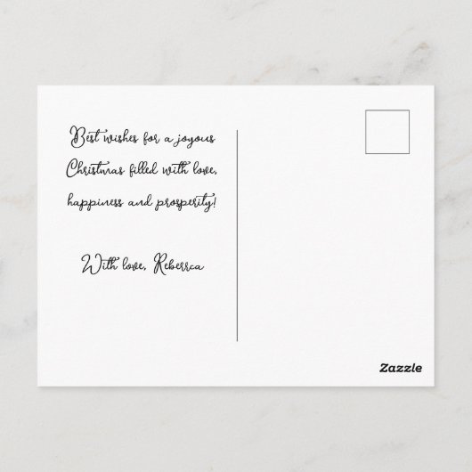 ビンテージクリスマスツリーベビーガールグリーンホリデイ ポストカード (裏面)