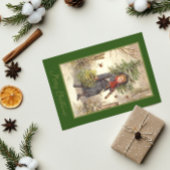 ビンテージクリスマスツリーベビーガールグリーンホリデイ ポストカード