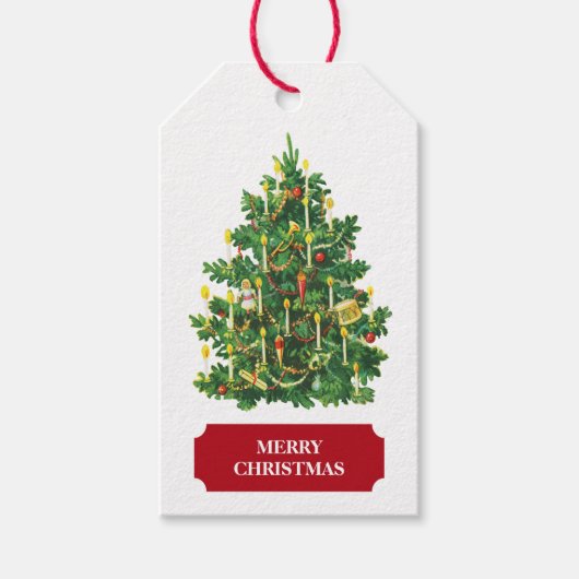 ビンテージクリスマスツリーホリデイ ギフトタグ (正面)