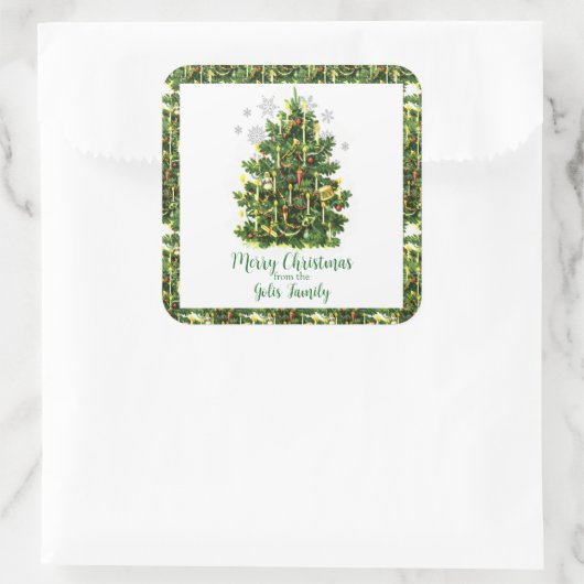 ビンテージクリスマスツリーホリデイ スクエアシール (バッグ)