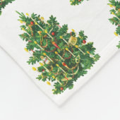 ビンテージクリスマスツリーホリデモノグラムのー フリースブランケット (角)