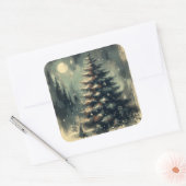 ビンテージクリスマスツリーレトロイラストレーション スクエアシール (封筒)