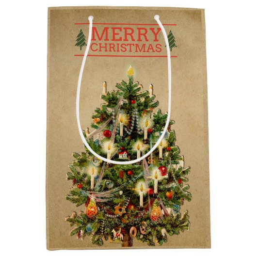ビンテージクリスマスツリー抱き枕 ミディアムペーパーバッグ (正面)