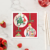 ビンテージクリスマスツリー飾のパーティーナプキン スタンダードカクテルナプキン (インサイチュ)