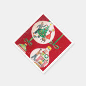 ビンテージクリスマスツリー飾のパーティーナプキン スタンダードカクテルナプキン (角)