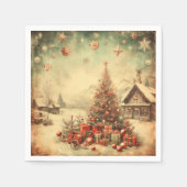 ビンテージクリスマスツリー スタンダードカクテルナプキン (正面)