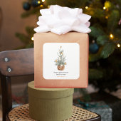 ビンテージクリスマスツリー |ハッピーホリデー スクエアシール