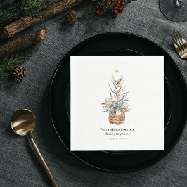 ビンテージクリスマスツリー |ハッピーホリデー スタンダードランチョンナプキン