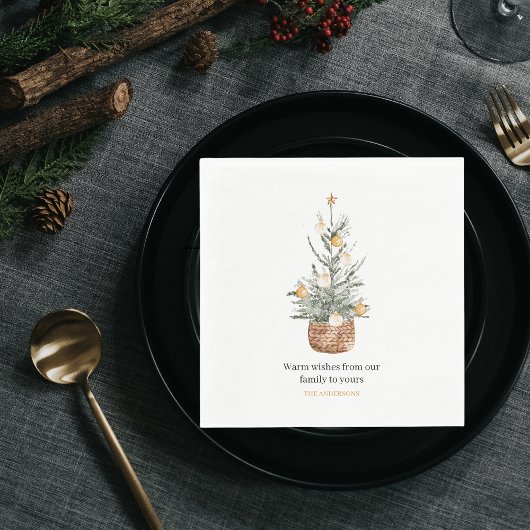 ビンテージクリスマスツリー |ハッピーホリデー スタンダードランチョンナプキン