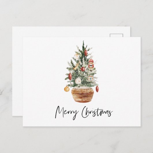 ビンテージクリスマスツリー |メリークリスマス シーズンポストカード (正面/裏面)