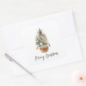 ビンテージクリスマスツリー |メリークリスマス スクエアシール (封筒)