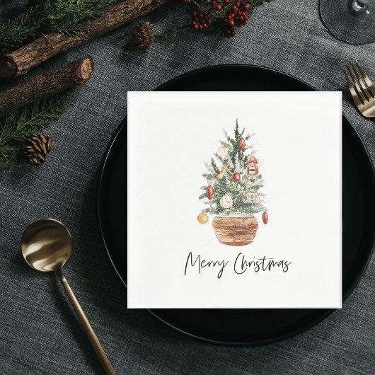 ビンテージクリスマスツリー |メリークリスマス スタンダードランチョンナプキン