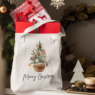 ビンテージクリスマスツリー メリークリスマス トートバッグ