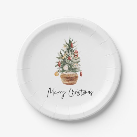 ビンテージクリスマスツリー |メリークリスマス ペーパープレート (正面)