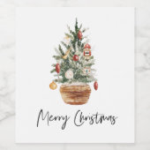 ビンテージクリスマスツリー |メリークリスマス ワインラベル (シングルラベル)